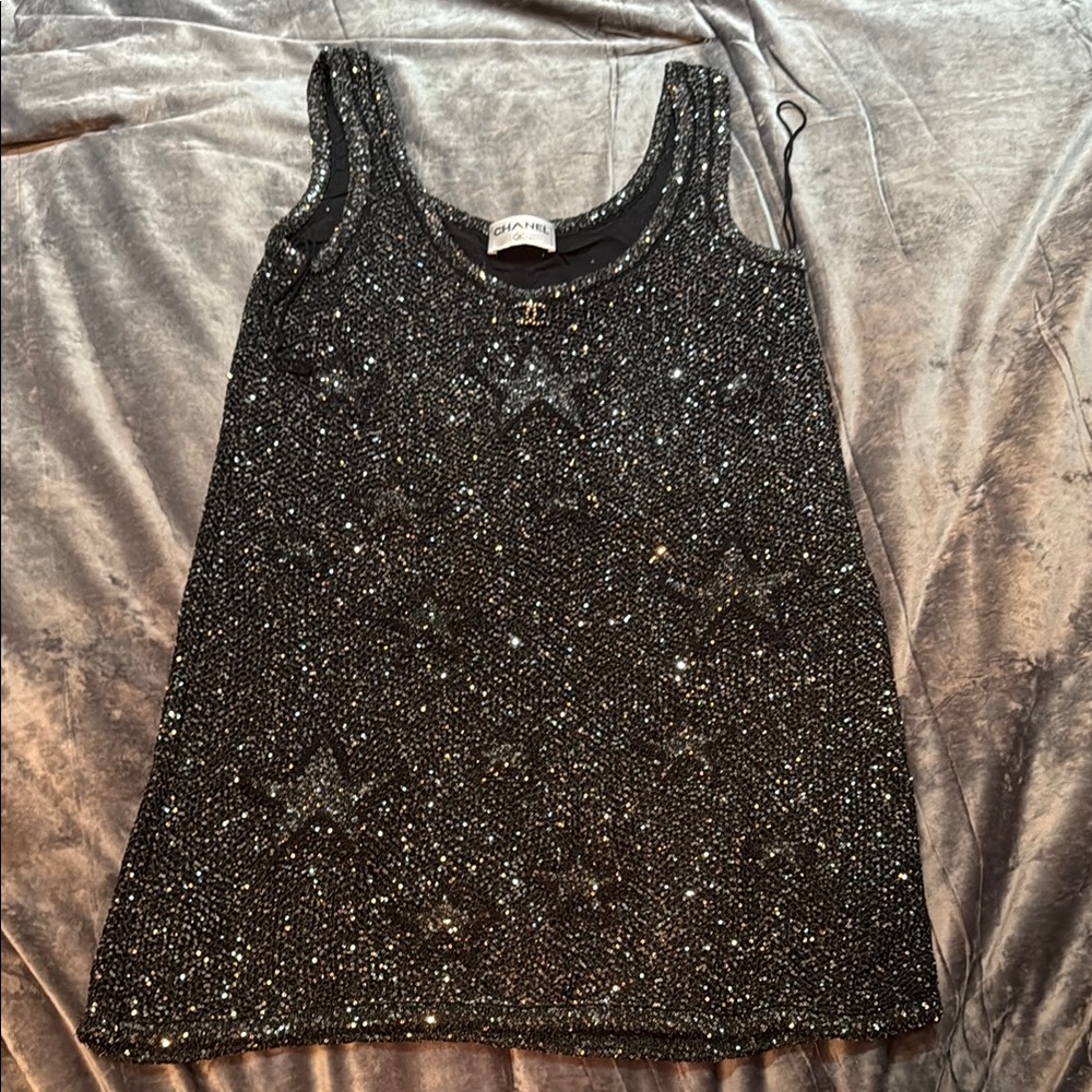Glittering Black Sequin Top/ Mini dress